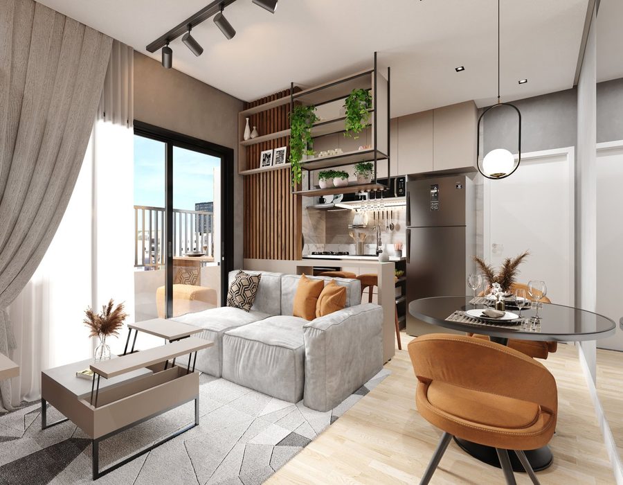 Sala de estar do apartamento de 42 m² — Residencial Connect Saira