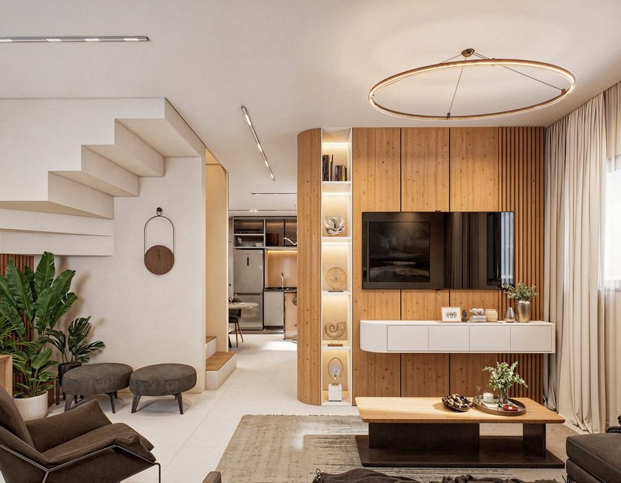 Sala do duplex de 84 m² — Residencial Connect Saira
