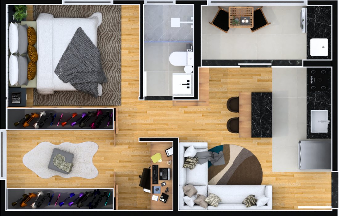 Planta de 42 m² do Residencial Connect Saira — Planta Padrão — 1 dormitório